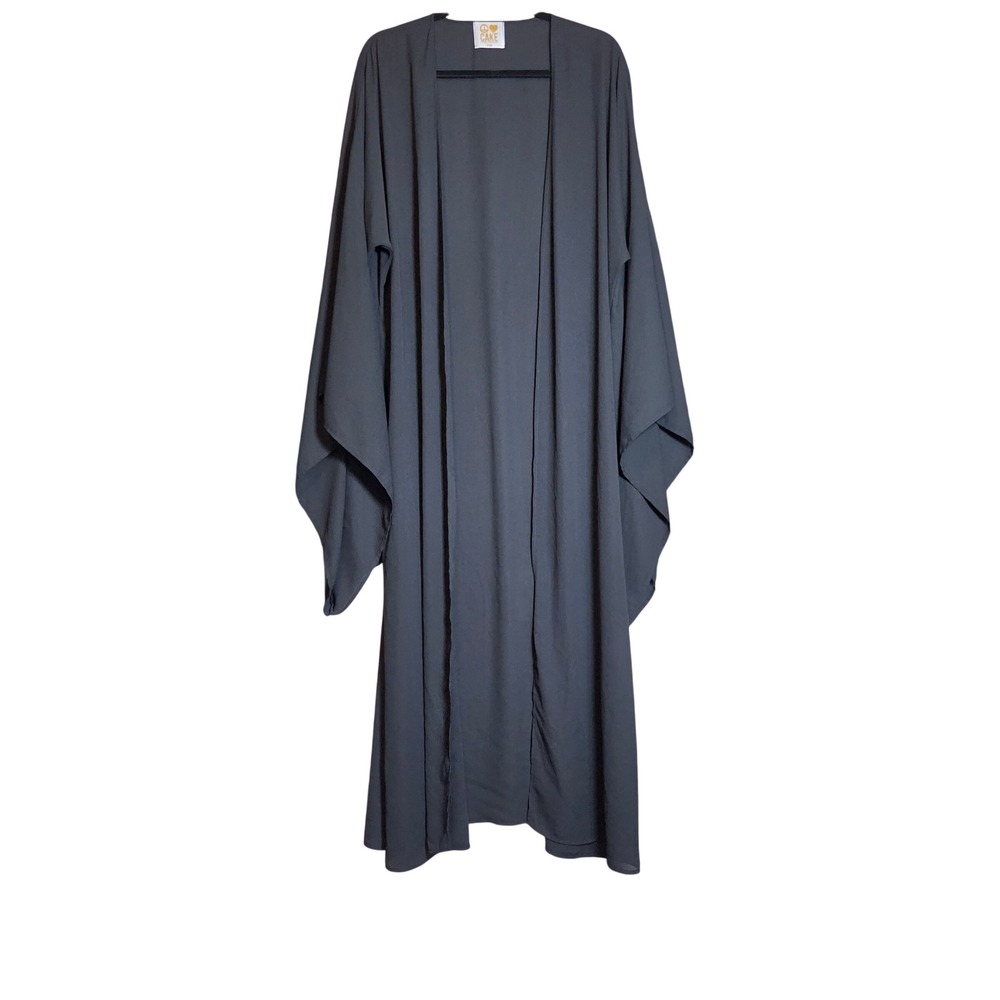 Peace Love Cake Duster Kimono Large Black Whimsygoth Witchy Oversized Sleeve